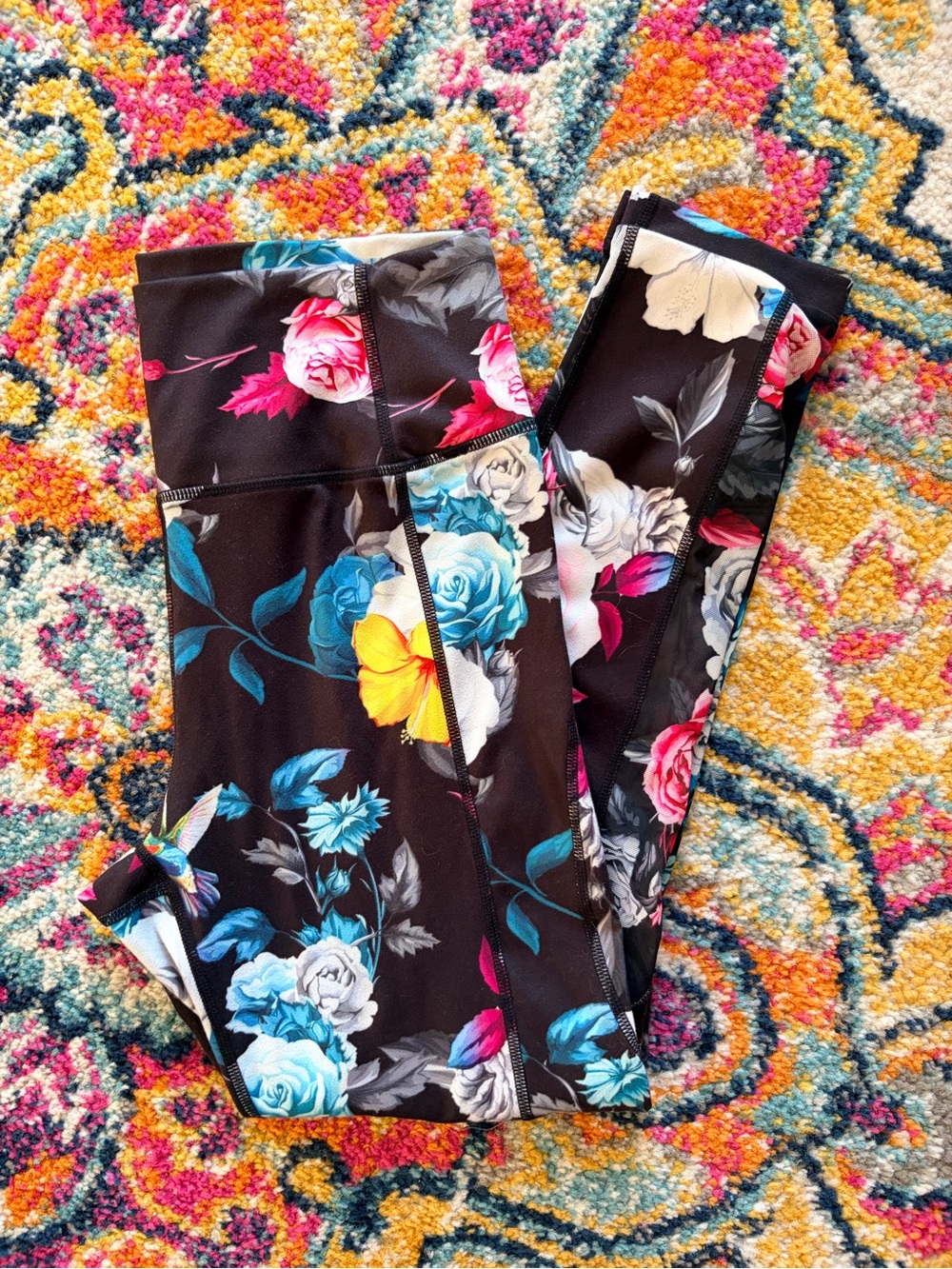 Zyia Active Black Floral Leggings size 8-10